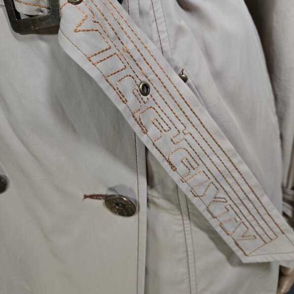 Y2K Miss Sixty Beige Trench Coat Size M Belted mid Length Jacket Double Breasted - Picture 2 of 12